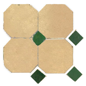 Mosaic House Moroccan tile Kora MJD 14-10 Natural, Unglazed, Terracotta Green  zellige, mosaic, zellij, field, pattern, glaze, simple, classic, octagonal 